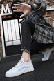 White Leather and Canvas Round Toe Platform Lace Up Rubber Shoes