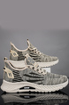 Gray and White Mesh Round Toe Platform Lace Up Rubber Shoes