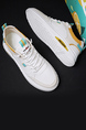White Leather Round Toe Platform Lace Up Rubber Shoes