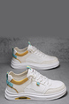 White Leather Round Toe Platform Lace Up Rubber Shoes
