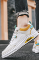 White Leather Round Toe Platform Lace Up Rubber Shoes
