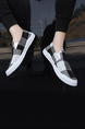 Black and White Canvas Round Toe Platform Slip On Rubber Shoes