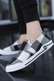 Black and White Canvas Round Toe Platform Slip On Rubber Shoes