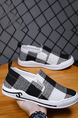 Black and White Canvas Round Toe Platform Slip On Rubber Shoes