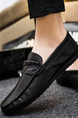 Black Leather Round Toe Platform Slip On Boat Shoes