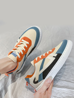 Colorful Canvas Round Toe Platform Lace Up Rubber Shoes