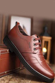 Brown Leather Round Toe Platform Lace Up Leather Shoes