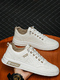 White Leather Round Toe Platform Lace Up Rubber Shoes
