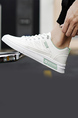 White Leather Round Toe Platform Lace Up Rubber Shoes
