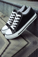 Black and White Canvas Round Toe Platform Lace Up Rubber Shoes