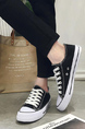 Black and White Canvas Round Toe Platform Lace Up Rubber Shoes