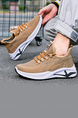 Brown and White Mesh Round Toe Platform Lace Up Rubber Shoes