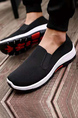 Black and White Canvas Round Toe Platform Slip On Rubber Shoes