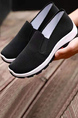 Black and White Canvas Round Toe Platform Slip On Rubber Shoes