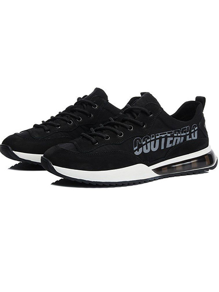 Black and White Canvas Round Toe Platform Lace Up Rubber Shoes
