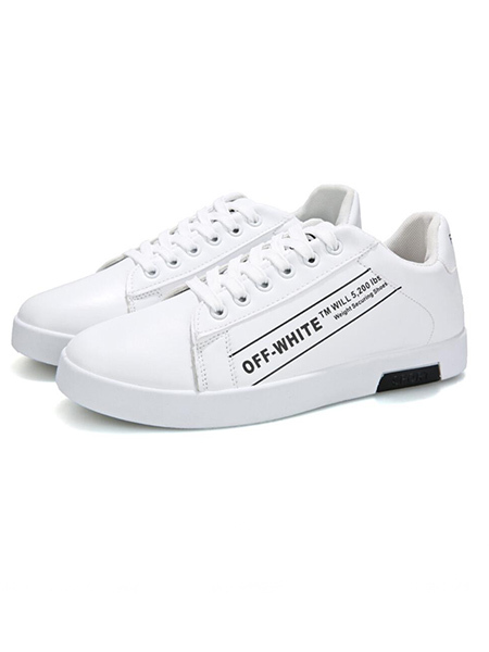 White Leather Round Toe Platform Lace Up Rubber Shoes
