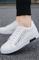 White Leather Round Toe Platform Lace Up Rubber Shoes