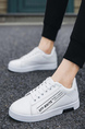 White Leather Round Toe Platform Lace Up Rubber Shoes