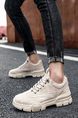 Off White Leather Round Toe Platform Lace Up Rubber Shoes