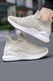 White and Beige Mesh Round Toe Platform Lace Up Rubber Shoes