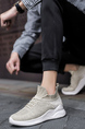 White and Beige Mesh Round Toe Platform Lace Up Rubber Shoes