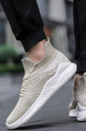 White and Beige Mesh Round Toe Platform Lace Up Rubber Shoes