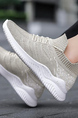 White and Beige Mesh Round Toe Platform Lace Up Rubber Shoes