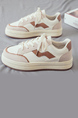 White and Brown Leather  and Suede Round Toe Platform Lace Up Rubber Shoes