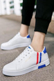 White Leather Round Toe Platform Lace Up Rubber Shoes