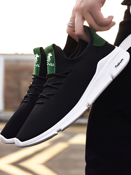 Black and White Mesh Round Toe Platform Lace Up Rubber Shoes