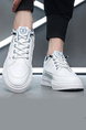 White Leather Round Toe Platform Lace Up Rubber Shoes