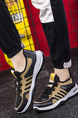 Black and Yellow Leather and Mesh Round Toe Platform Lace Up Rubber Shoes