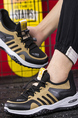 Black and Yellow Leather and Mesh Round Toe Platform Lace Up Rubber Shoes
