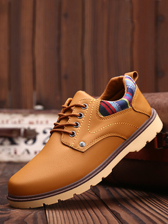 Brown Leather Round Toe Platform Cargo Big Scalp Shoes