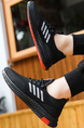 Black Leather Round Toe Platform Fashion Sports  Rubber Shoes