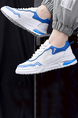 White Blue Leather Round Toe Platform Breathable Rubber Shoes