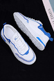 White Blue Leather Round Toe Platform Breathable Rubber Shoes