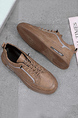 Brown Leather Round Toe Platform Board Waterproof Non-Slip Casual Shoes