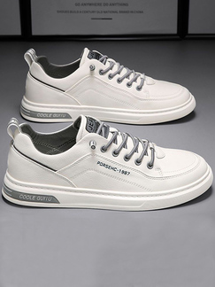 White Leather Round Toe Platform Autumn Tide Rubber Shoes