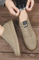 Khaki Leather Round Toe Platform Autumn Winter Board Casual Shoes