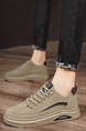 Khaki Leather Round Toe Platform Autumn Winter Board Casual Shoes