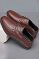 Brown Patent Leather Round Toe Platform Soft Sole Comfortable Work Shoes