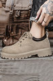 Gray Rice Leather Round Toe Platform Breathable Cargo Shoes