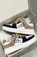 White Blue Gray Leather  and Suede Round Toe Platform Synthetic leather Sports Trendy Shoes