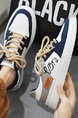 White Blue Gray Leather  and Suede Round Toe Platform Synthetic leather Sports Trendy Shoes