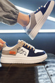 White Blue Gray Leather  and Suede Round Toe Platform Synthetic leather Sports Trendy Shoes