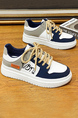 White Blue Gray Leather  and Suede Round Toe Platform Synthetic leather Sports Trendy Shoes