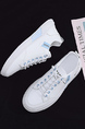 White Leather Round Toe Platform Breathable Soft Bottom Casual Shoes