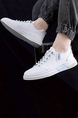 White Leather Round Toe Platform Breathable Soft Bottom Casual Shoes