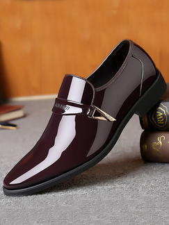 Brown Patent Leather Round Toe Platform Wear-resistant Business Shoes